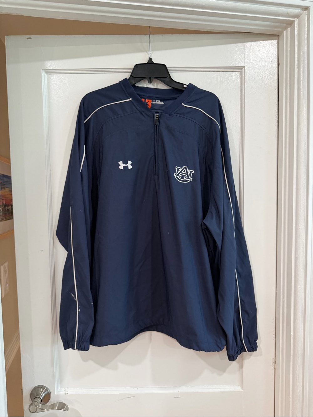 Under Armour Navy Pullover Auburn Windbreaker number 43 XL